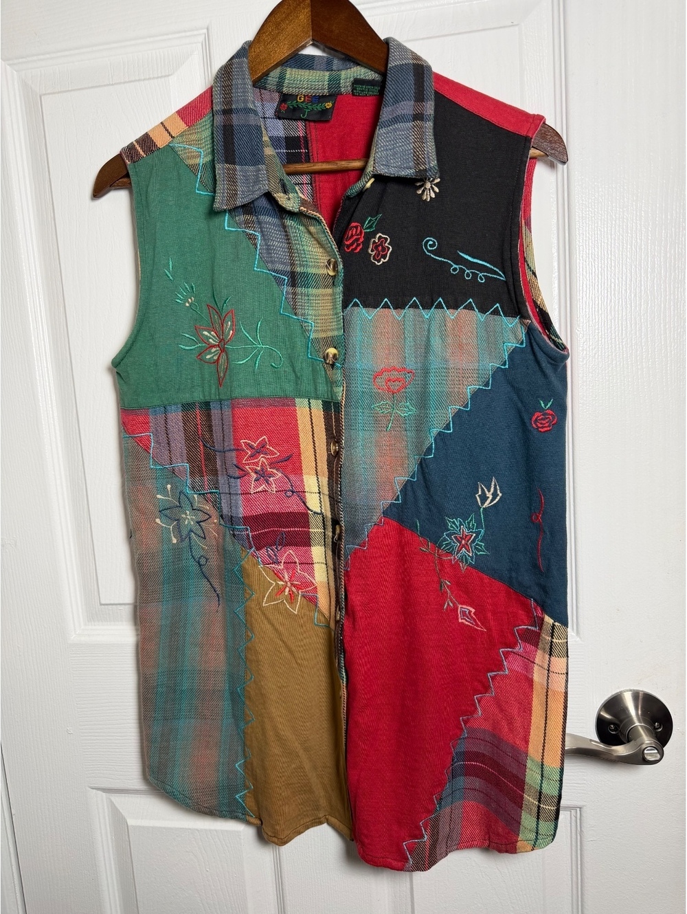 Vintage 90s Colorful Patchwork Vest